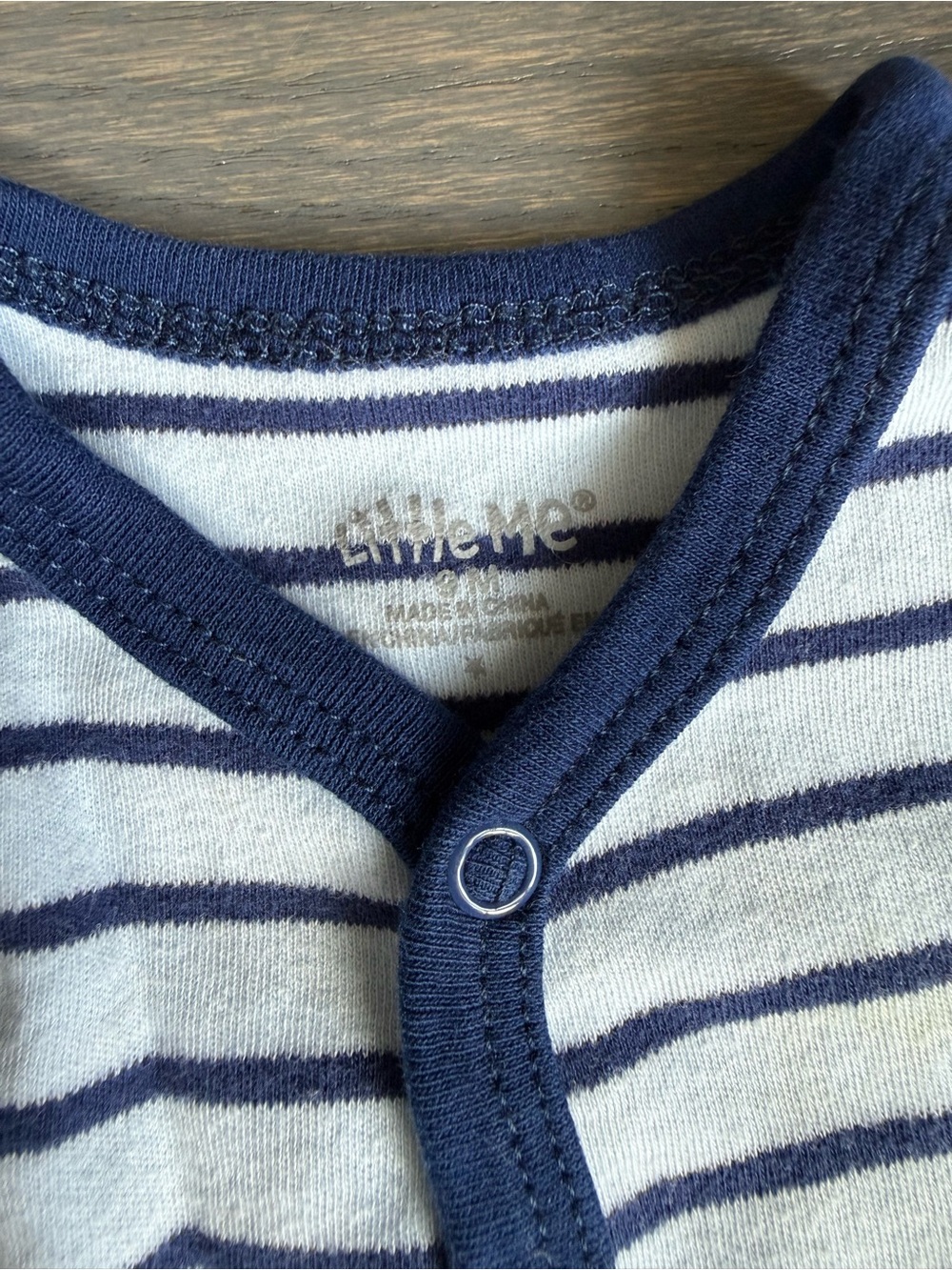 Little Me White and Navy Striped Sailboat Short Sleeve One-Piece - Picture 2 of 4